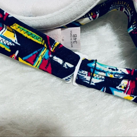 Victoria’s Secret Bikini Top Multi Way Navy Blue Sailboat Print Balconette - Picture 5 of 8